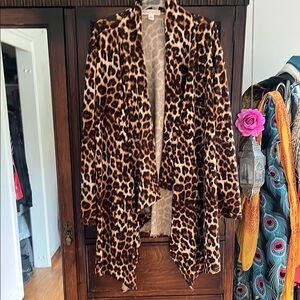 Leopard Print Open Front Cardigan